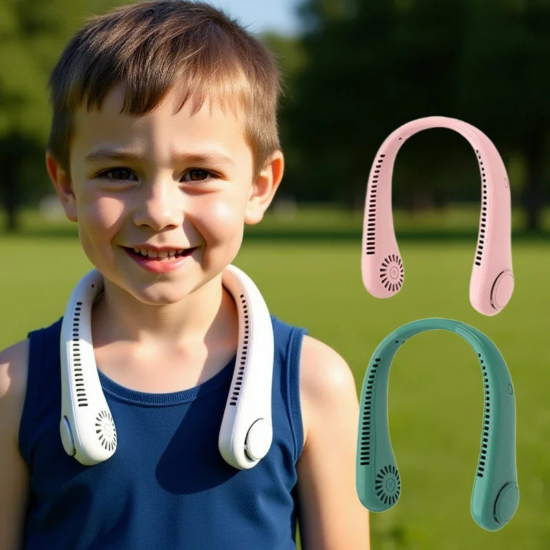 Portable Neck Fan 3 Speeds Mode Adjustable Stretchable Neck Fan Blow Air For Cooling Hand Free 4000mAh Rechargeable