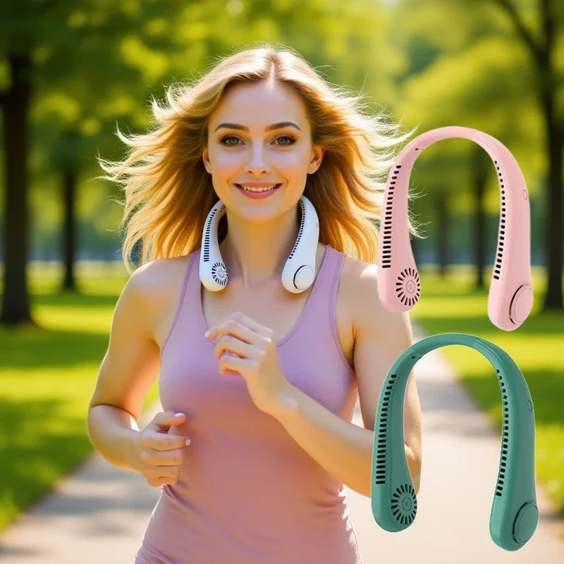 Portable Neck Fan 3 Speeds Mode Adjustable Stretchable Neck Fan Blow Air For Cooling Hand Free 4000mAh Rechargeable
