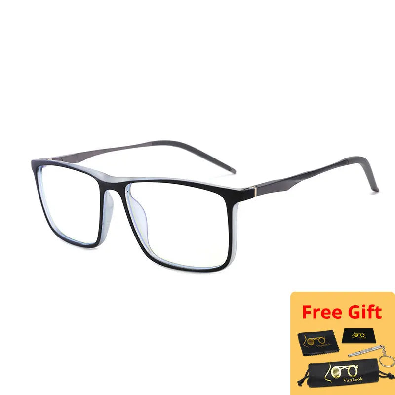 Blue Light Blocking Computer Glasses Women Men Big Square TR90 Aluminum Magnesium Eyewear Frame For Prescription Spectacle UV400