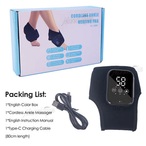 Electric Foot Ankle Massager with 3 Gears Vibration Hot Compress Ankle Support Blood Circulation Braces USB Plug Rechargeable