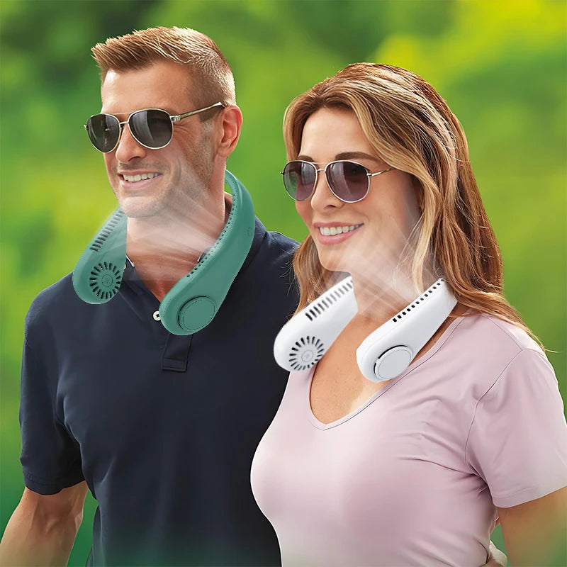Portable Neck Fan 3 Speeds Mode Adjustable Stretchable Neck Fan Blow Air For Cooling Hand Free 4000mAh Rechargeable