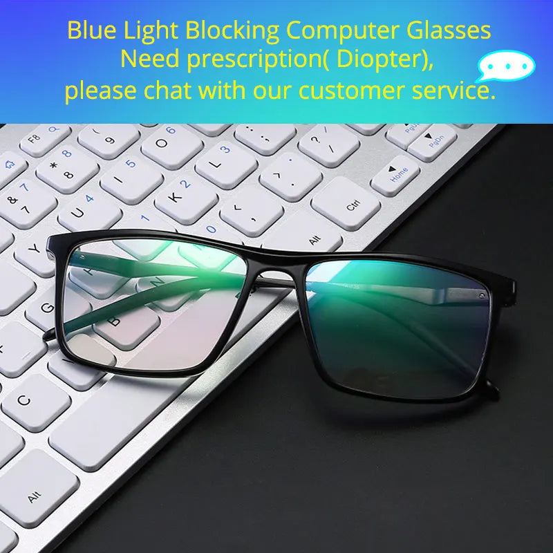 Blue Light Blocking Computer Glasses Women Men Big Square TR90 Aluminum Magnesium Eyewear Frame For Prescription Spectacle UV400
