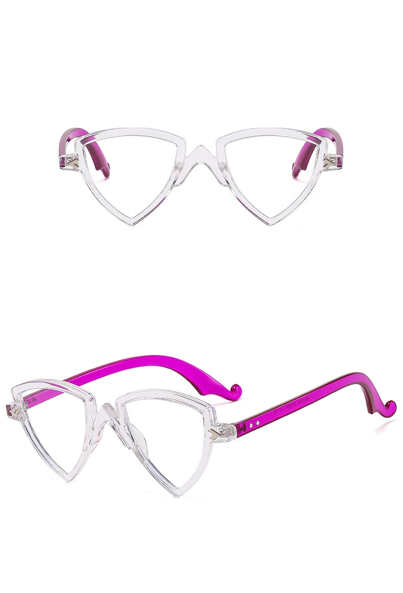 56405 Blue Light Blocking Computer Glasses Women Fashion Tr90 Frame Vintage Irregular Eyewear Anti Eyestrain Eyeglasses