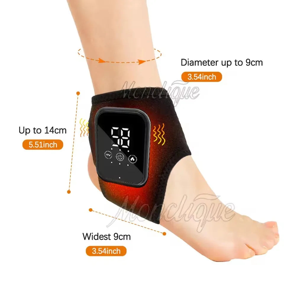 Electric Foot Ankle Massager with 3 Gears Vibration Hot Compress Ankle Support Blood Circulation Braces USB Plug Rechargeable