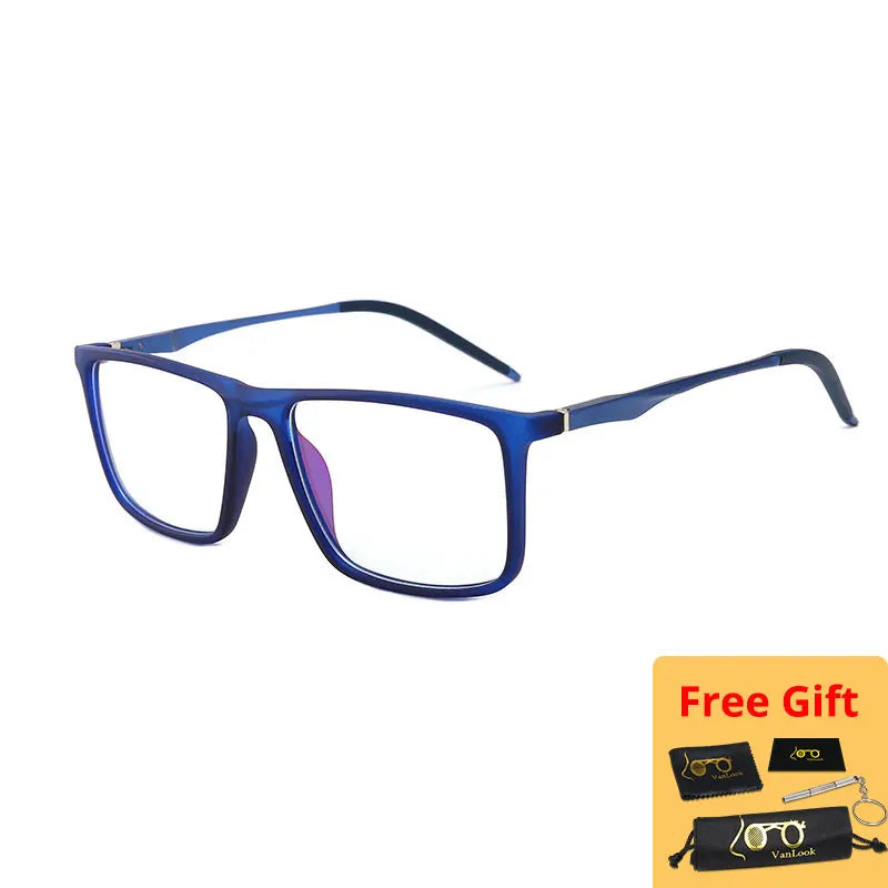 Blue Light Blocking Computer Glasses Women Men Big Square TR90 Aluminum Magnesium Eyewear Frame For Prescription Spectacle UV400