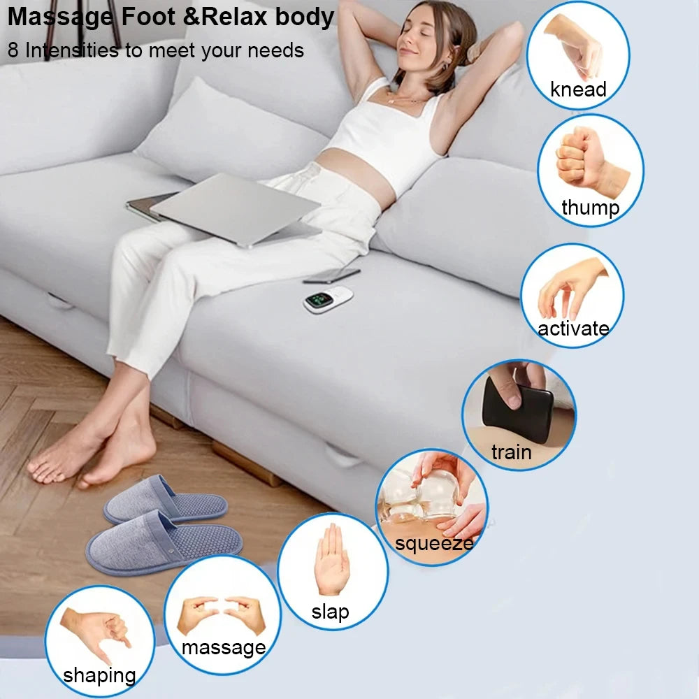 EMS Foot Massager Slippers Electric Feet Massage Shoes with Remote Control Pulse Muscle Stimulator Foot Massager to Relieve Pain