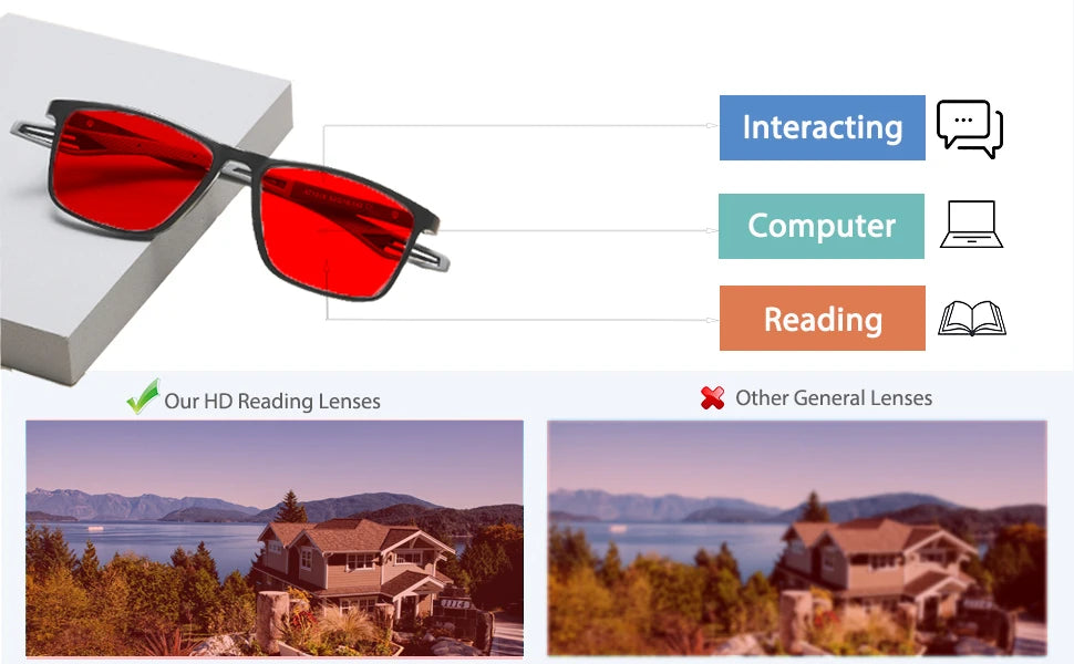 Blue Light Blocking Glasses Red Tinted Lenses Better Sleep Prevent Eye Fatigue Men Women TR90 Nightvision for Work and Driving