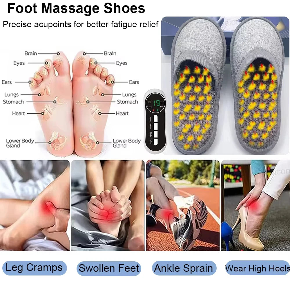 EMS Foot Massager Slippers Electric Feet Massage Shoes with Remote Control Pulse Muscle Stimulator Foot Massager to Relieve Pain