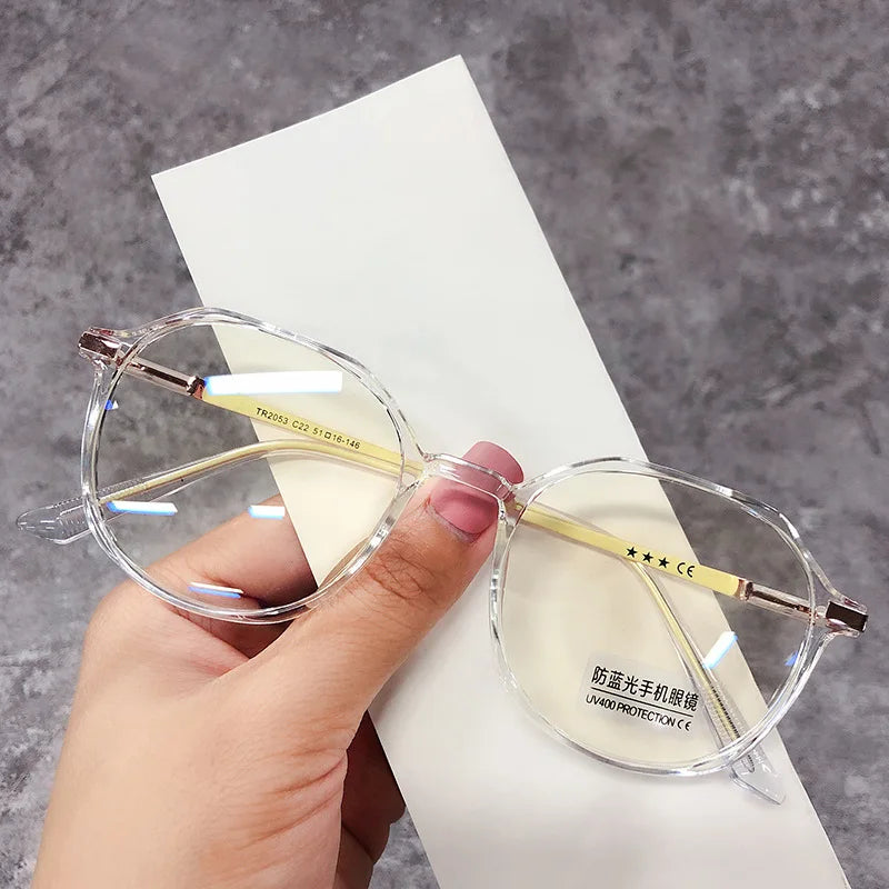 Blue Light Blocking Office Glasses Women Oversized Frame Anti-stress Decorative Glasses Computer Radiation Protection Eyewear